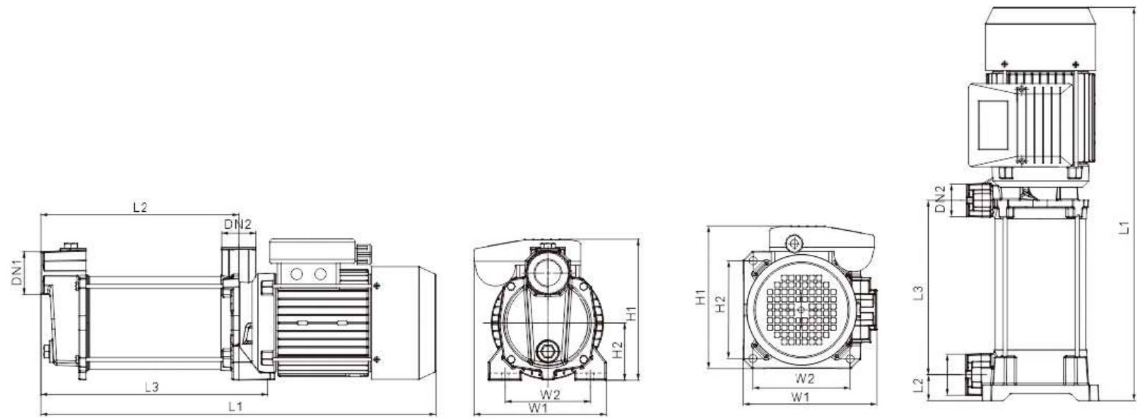 dimensiones bomba de presion multietapas